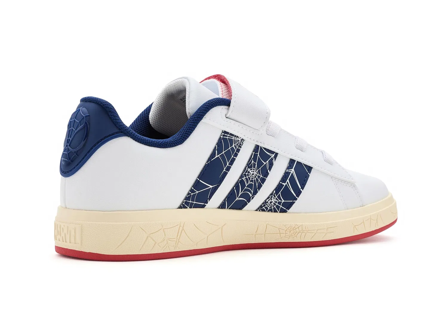 Кроссовки Marvel Grand Court Elastic Lace & Strap (для маленьких и больших детей) Adidas Kids, White/Dark Blue/Warm Vanilla — фото 4