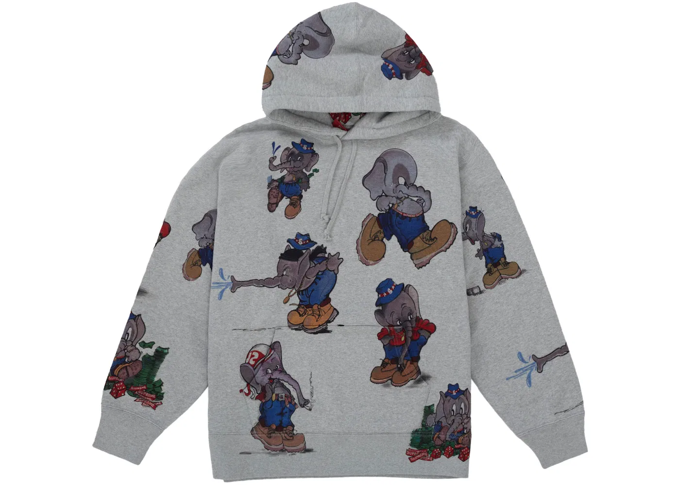 Мужской свитшот с капюшоном Supreme Elephant, Heather Grey