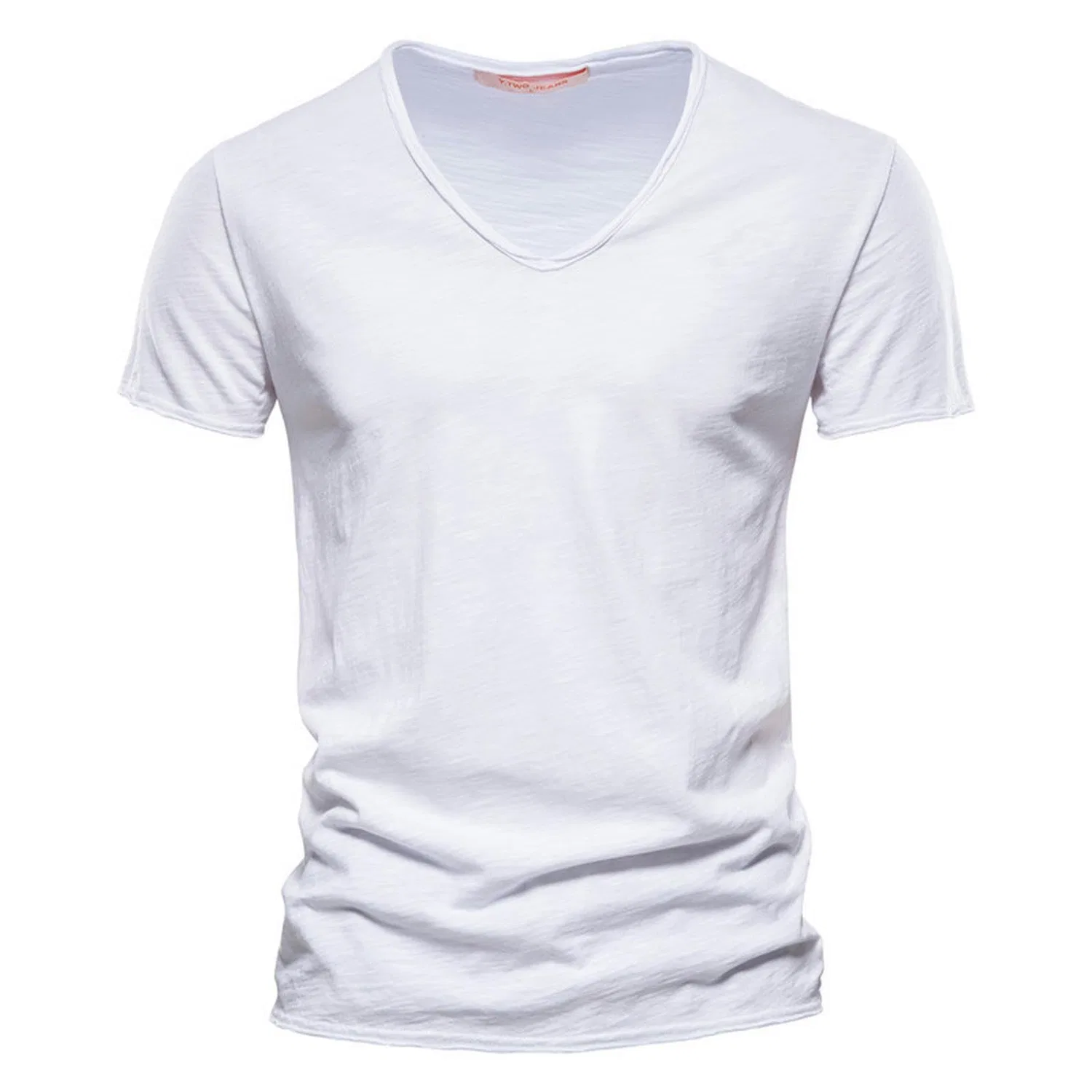 Мужская футболка с V-образным вырезом из хлопка, белая, XL, F037-white