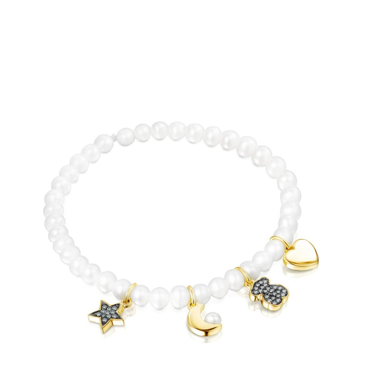 

Браслет Tous Nocturne With Silver Vermeil And Diamonds, жемчуг