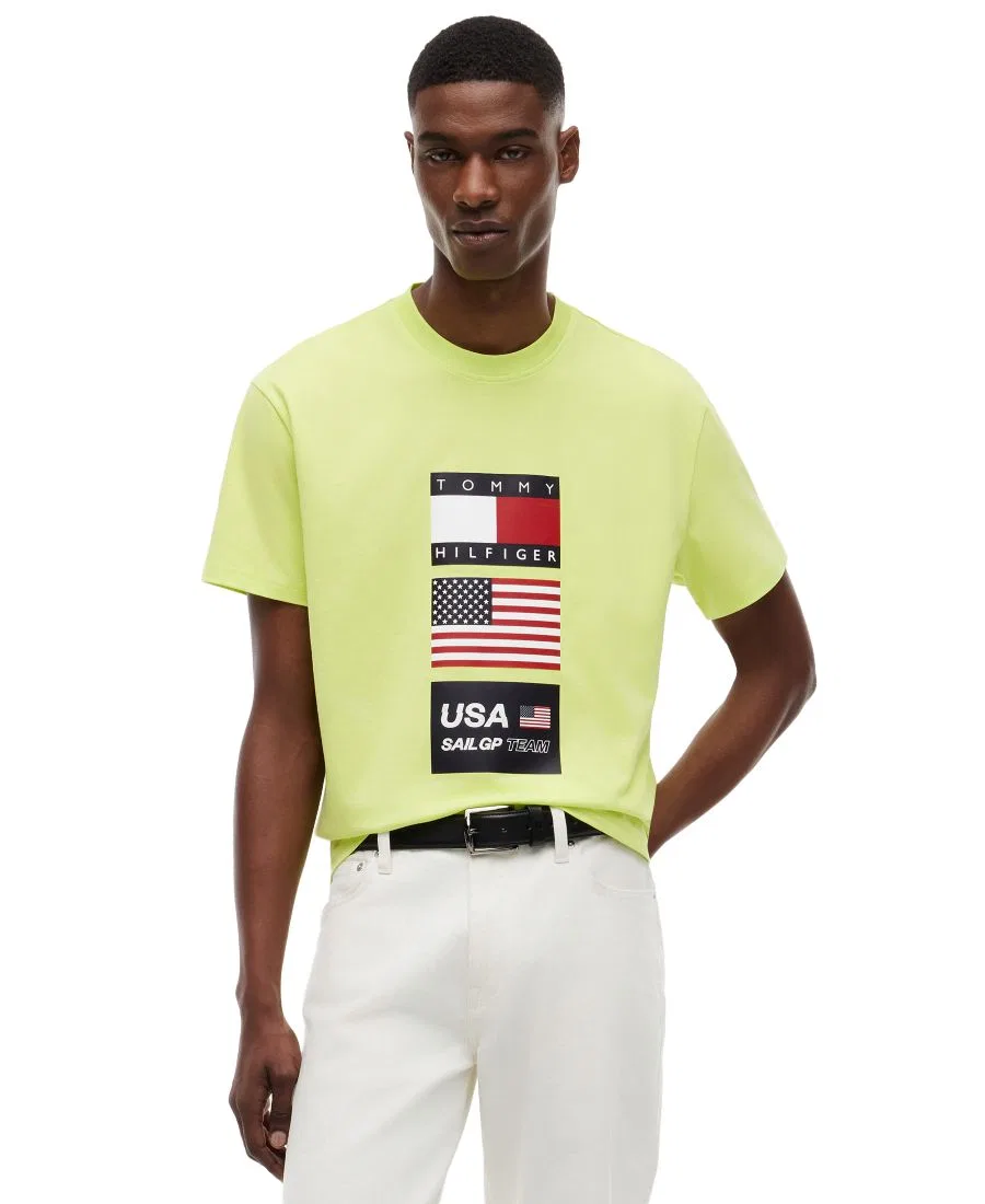Футболка с принтом U.S. SailGP Flag Crewneck Tommy Hilfiger, Citra Lime