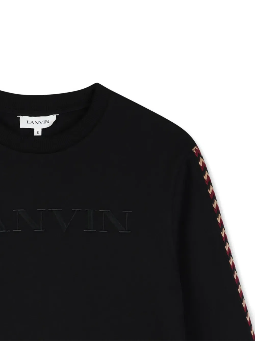 Толстовка с вышивкой логипа и делкой елочкой Lanvin Enfant, черный — фото 3