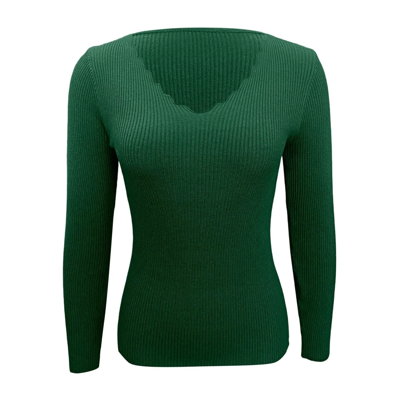 Женский свитер с длинным рукавом на пуговицах, B-dark Green — фото 3