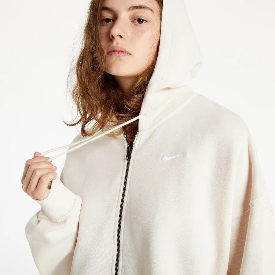 Женский худи oversize с полной молнией Nike Sportswear, Кремовый — фото 2