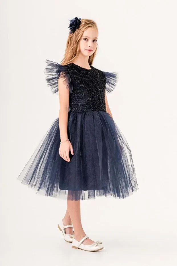 Детское платье для девочек из тюля Mnk Baby&Kids, Dark Lacquer — фото 3