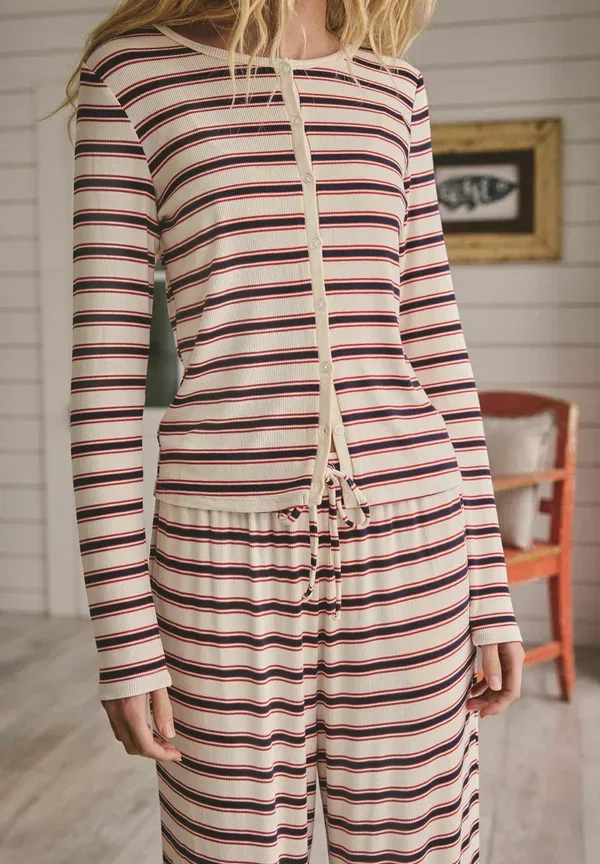 Пижама полосатая Regular fit long sleeve set Next, Red/Blue Stripe, синий — фото 4