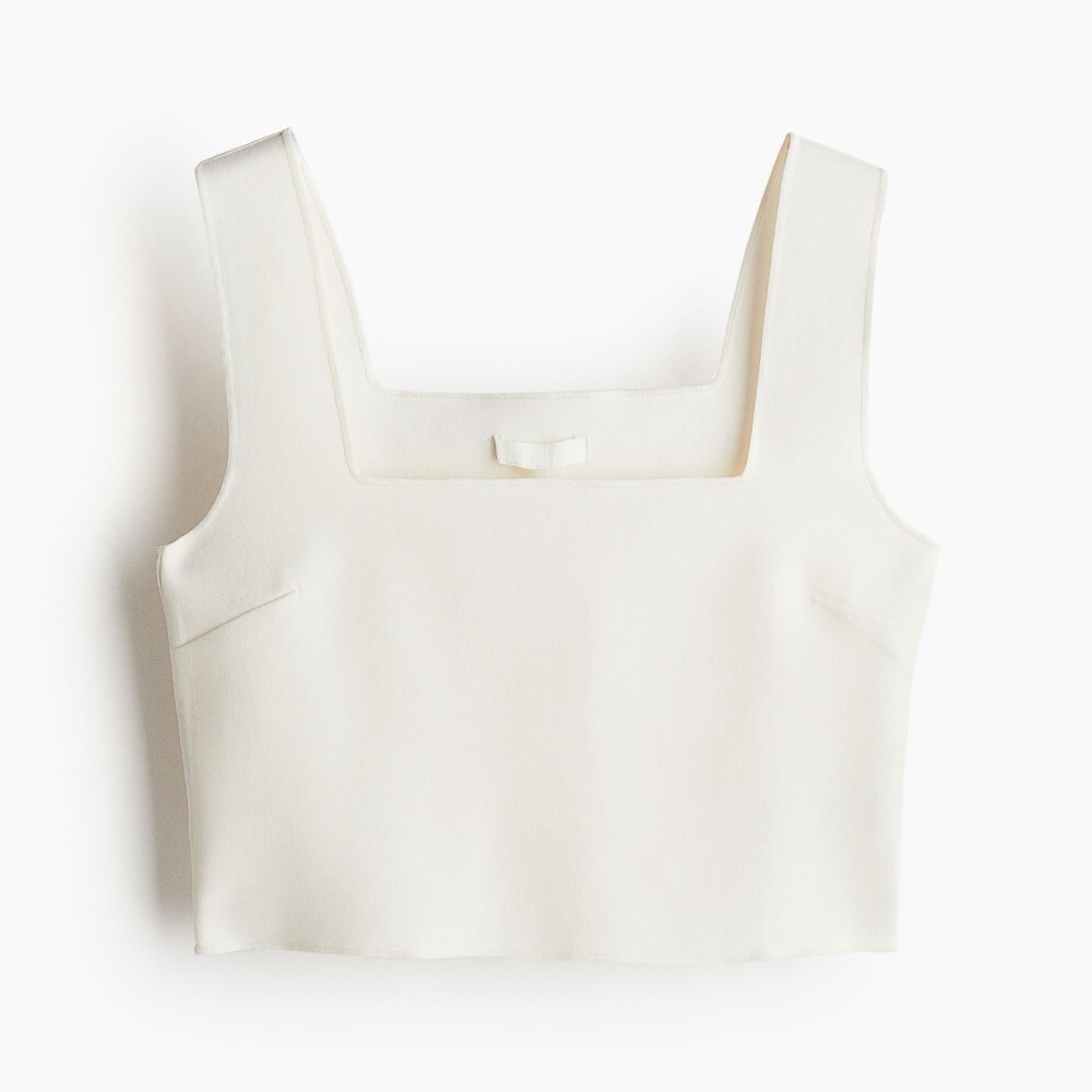 

Топ H&M Sleeveless Crop Lemons, кремовый, Серый, Топ H&M Sleeveless Crop Lemons, кремовый