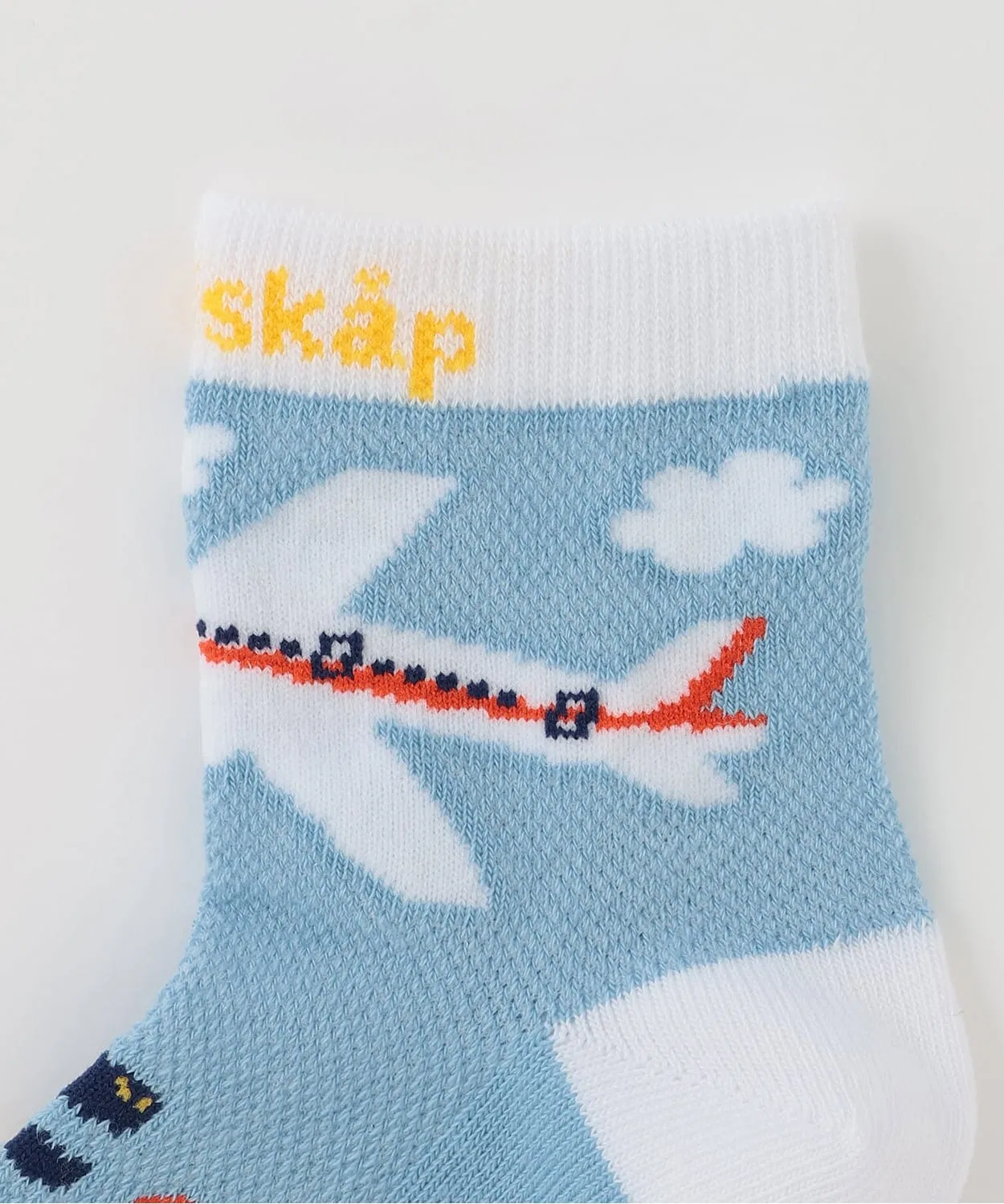 Детские носки с принтом самолета и динозавра, модель Airplane and Dinosaur, kladskap, Sax Blue — фото 2