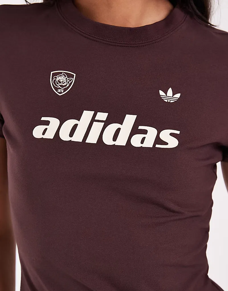 Футболка baby с логотипом Adidas Originals, коричневый/желтый — фото 2