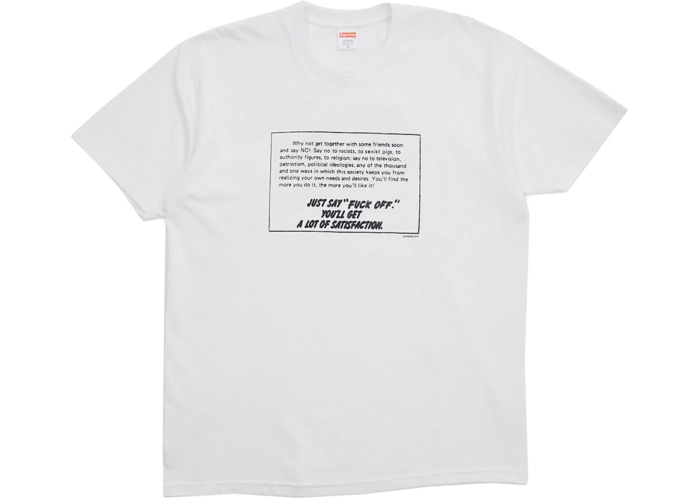 Мужская футболка с принтом Supreme Just Say No Tee, White