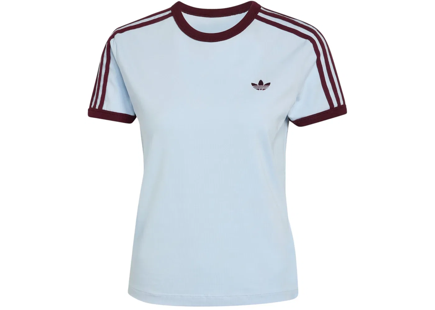 Женская футболка с полосками Tee Adidas, Crystal Sky/Maroon