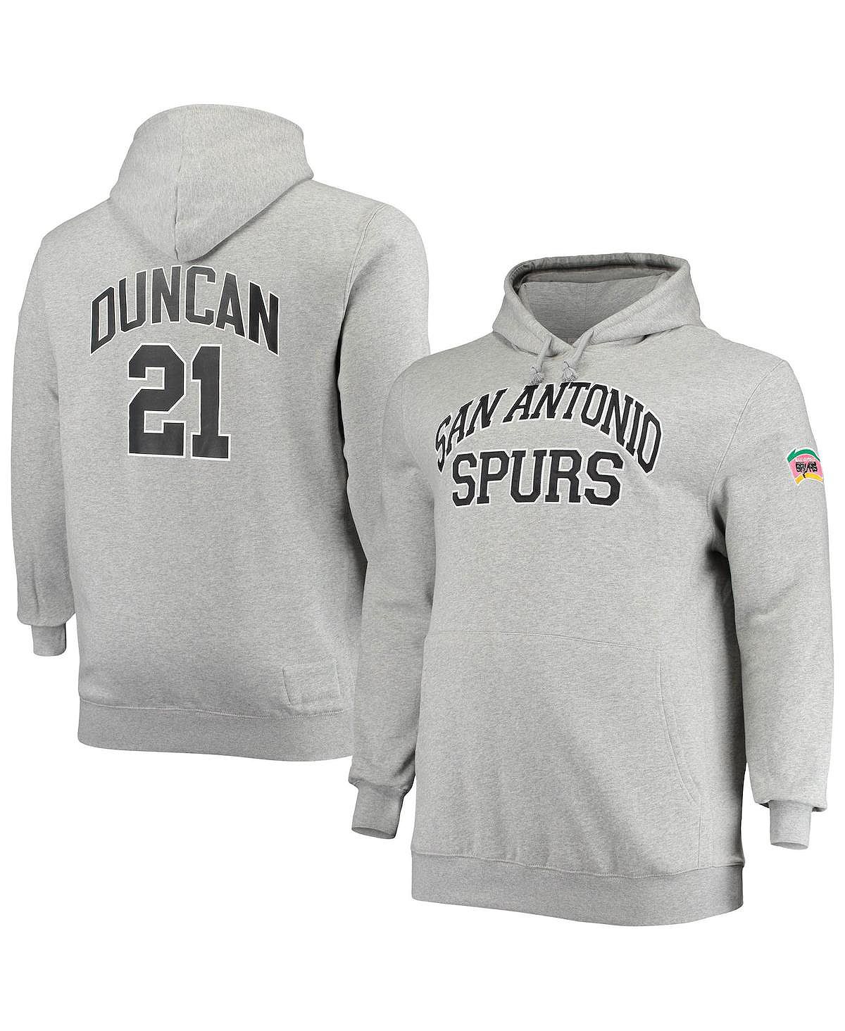 

Мужская толстовка с капюшоном tim duncan heather grey san antonio spurs big and tall name and number Mitchell & Ness, мульти