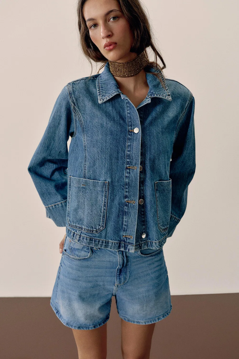 Укороченная джинсовая куртка Z1975 ZARA, Mid-blue — фото 2