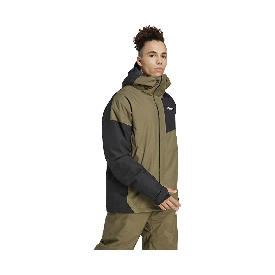 Мужская куртка для outdoor с длинным рукавом adidas Mt 2L Insul Jkt, Хаки — фото 3