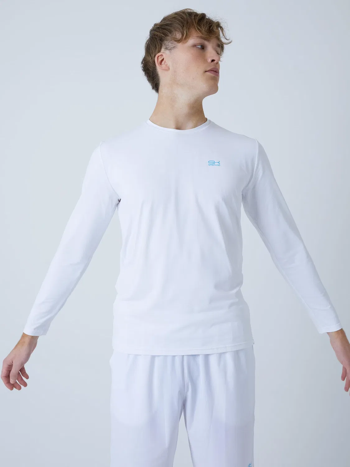 Спортивная футболка Sportkind Performance Shirt с круглым вырезом и длинными рукавами, белого цвета — фото 4