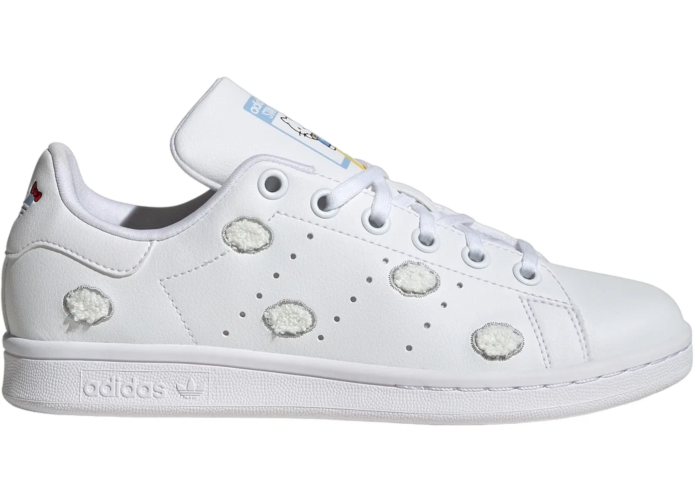 Детские кроссовки с принтом Hello Kitty Adidas Stan Smith, Cloud White/Grey One/Glow Blue