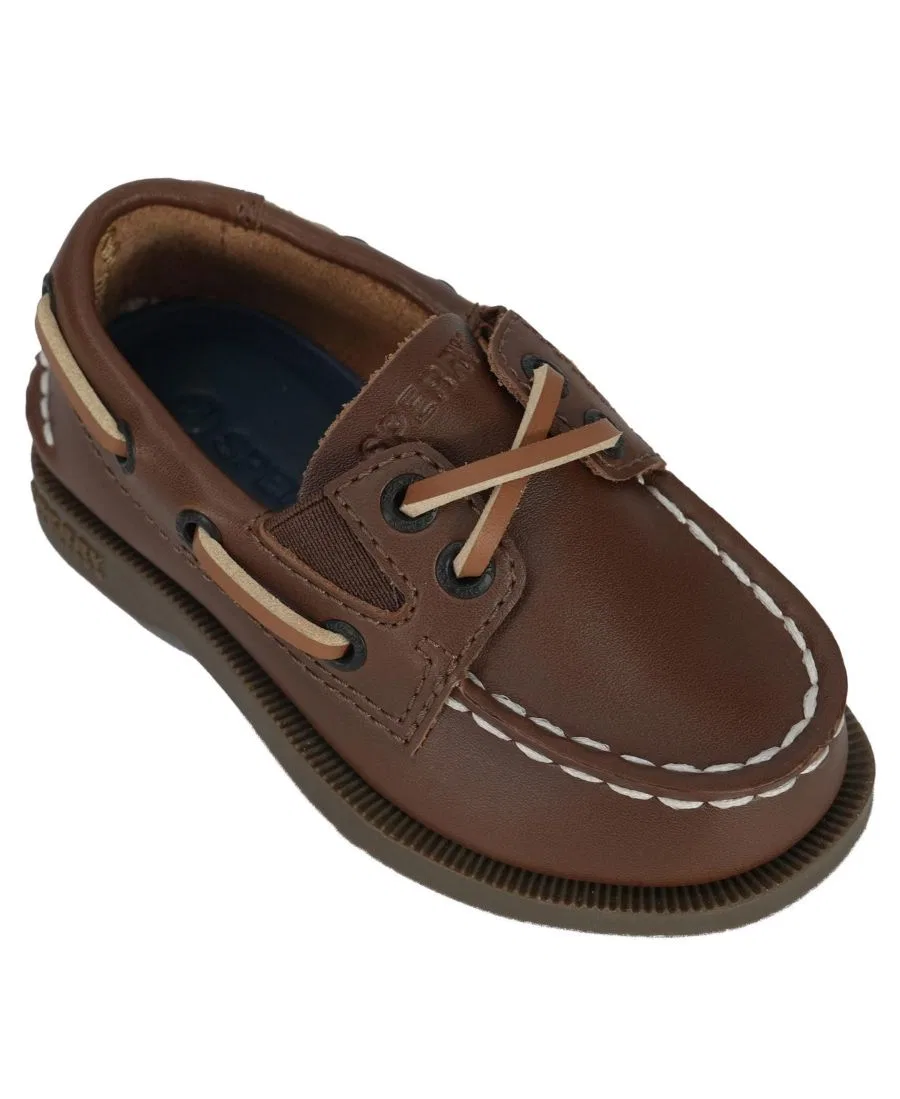 Мокасины-топсайдеры для малышей с эластичной вставкой Sperry, Brown Leather