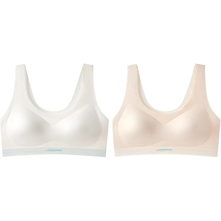 Детский бюстгальтер-топ спортивный для девочек Red bean, Color: 2 Pieces, Off-White + Apricot Pink