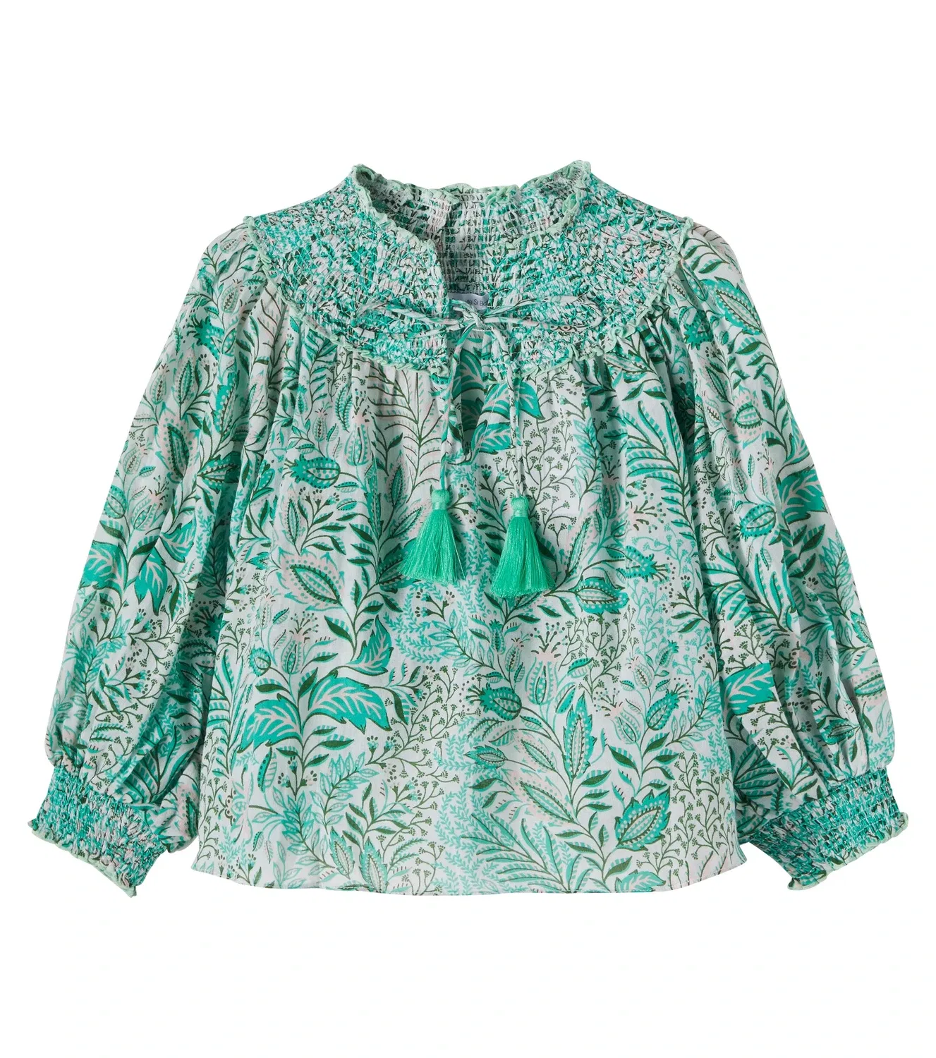 Блузка с принтом Poupette St Barth Kids, Green Palmarosa