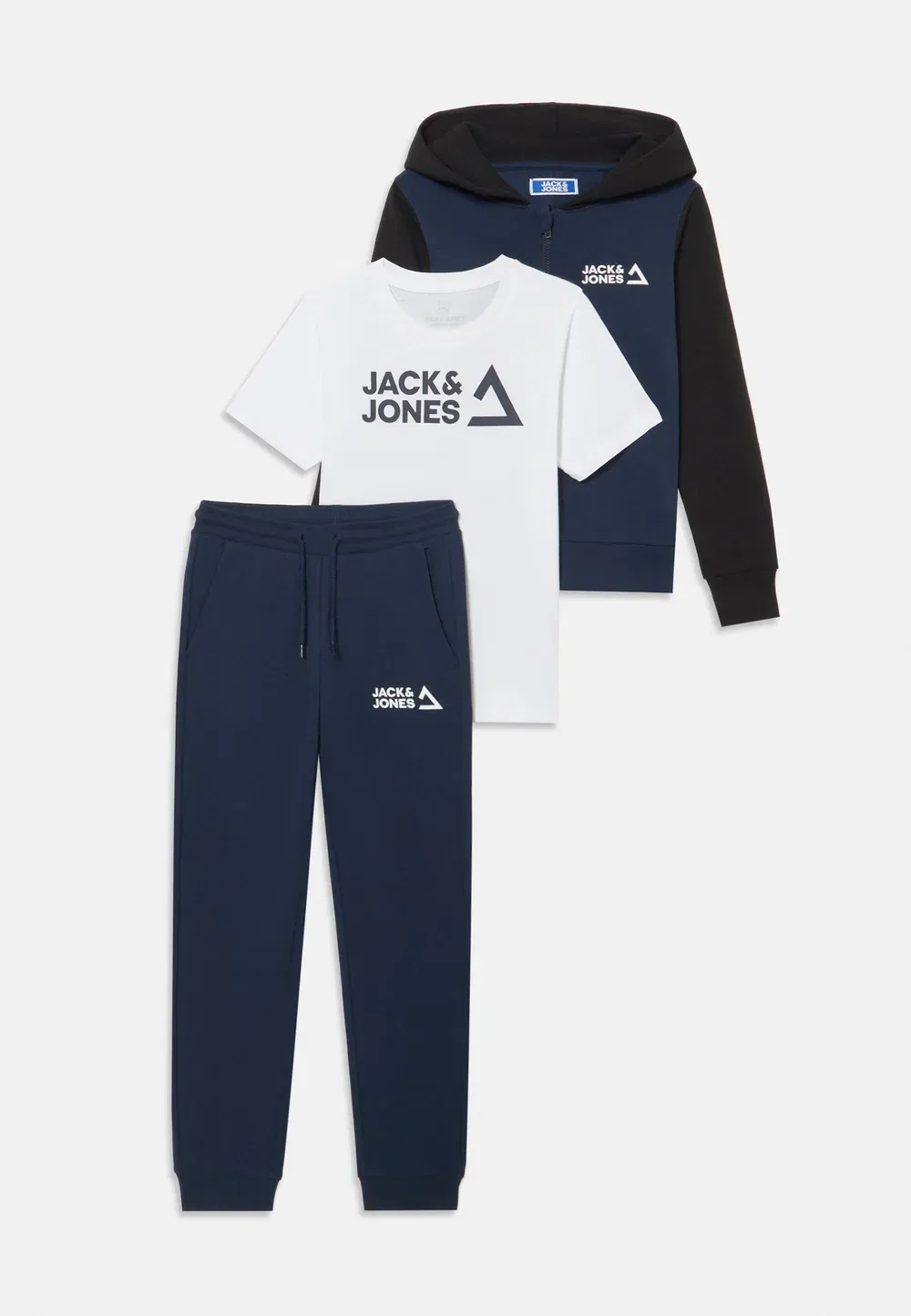 Комплект Jjkai с капюшоном на молнии - толстовка на молнии Jack & Jones Junior, Navy/White