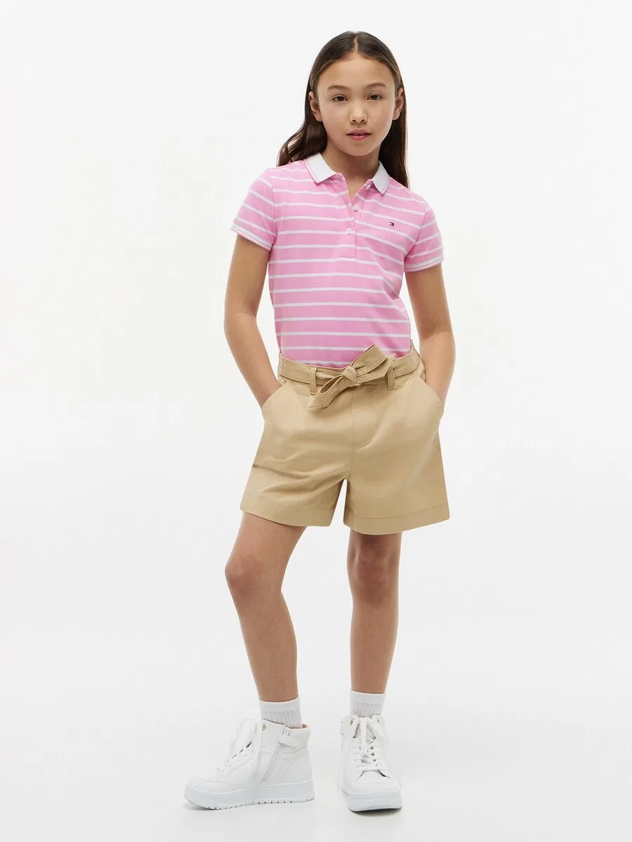 Футболка TOMMY HILFIGER 'Essential Regular Fit Tipped' светло-розового цвета — фото 4