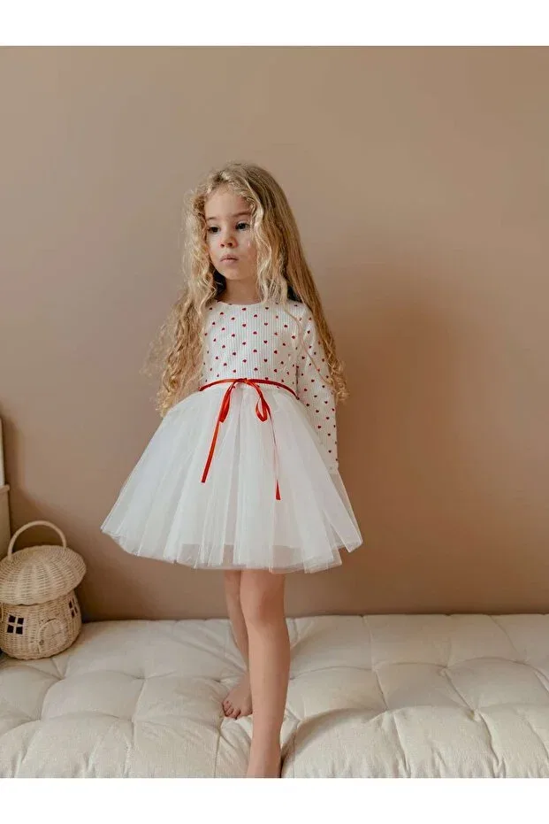 Детское платье для девочек с длинным рукавом Linola Baby Kids, Ecru
