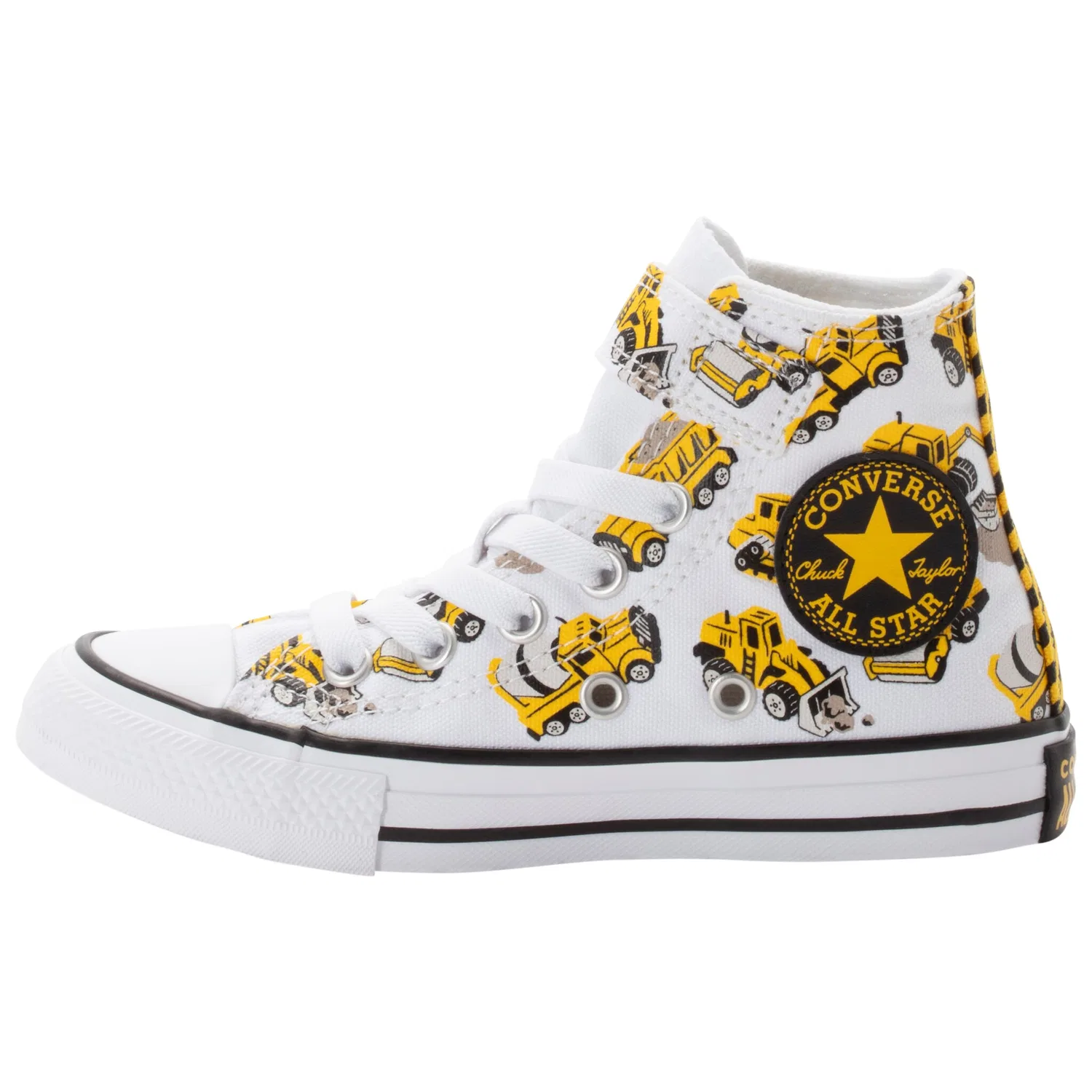 Детские кеды с шнуровкой Chuck Taylor All Star Construction Truck Easy-On Converse, White/Black/Amarillo — фото 3