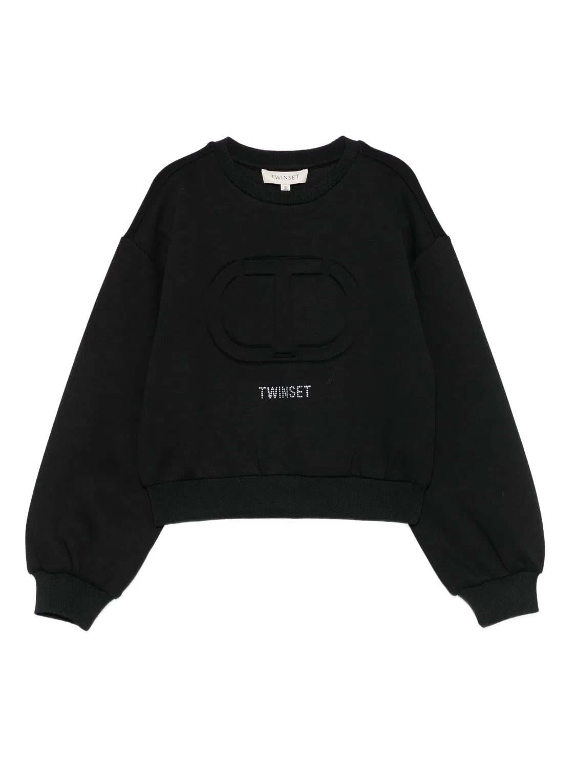 TWINSET Свитшот с логотипом и стразами черный