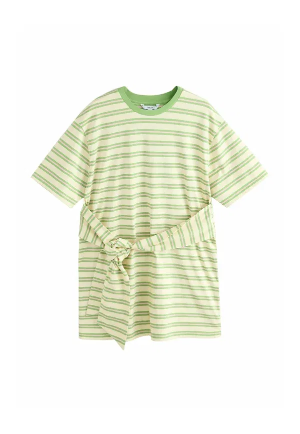 Платье-футболка хлопковое T-Shirt dress Next, Green Stripe, зеленый — фото 4