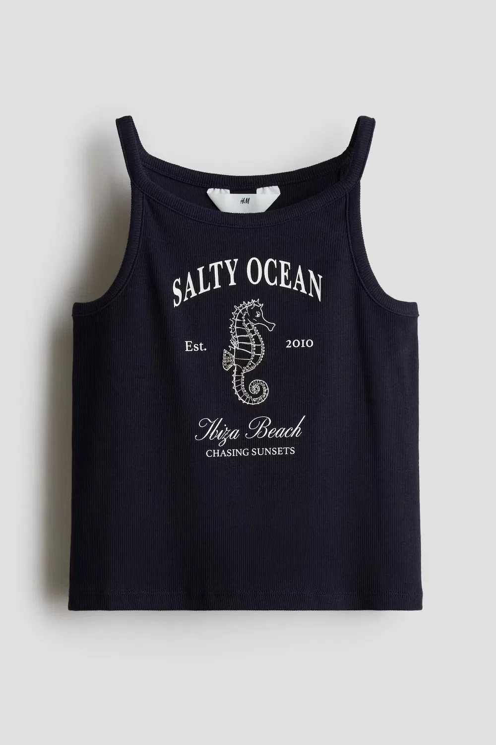 Топ, украшенный жемчугом H&M, Marineblau/Seepferdchen