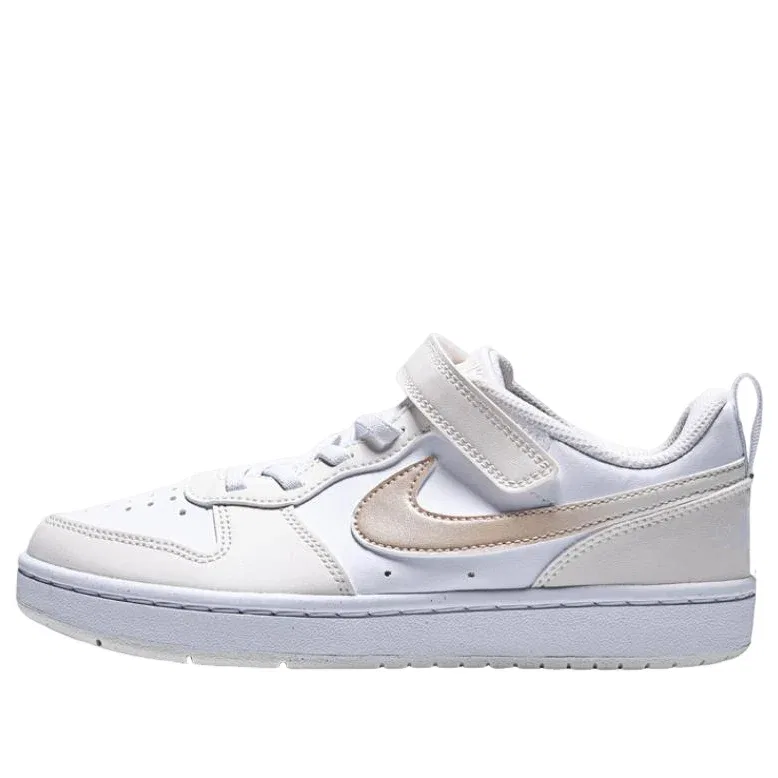 Детские кроссовки с кожаным верхом Court Borough Low 'White Shimmer Chalk White' Nike, White/Shimmer/Chalk White