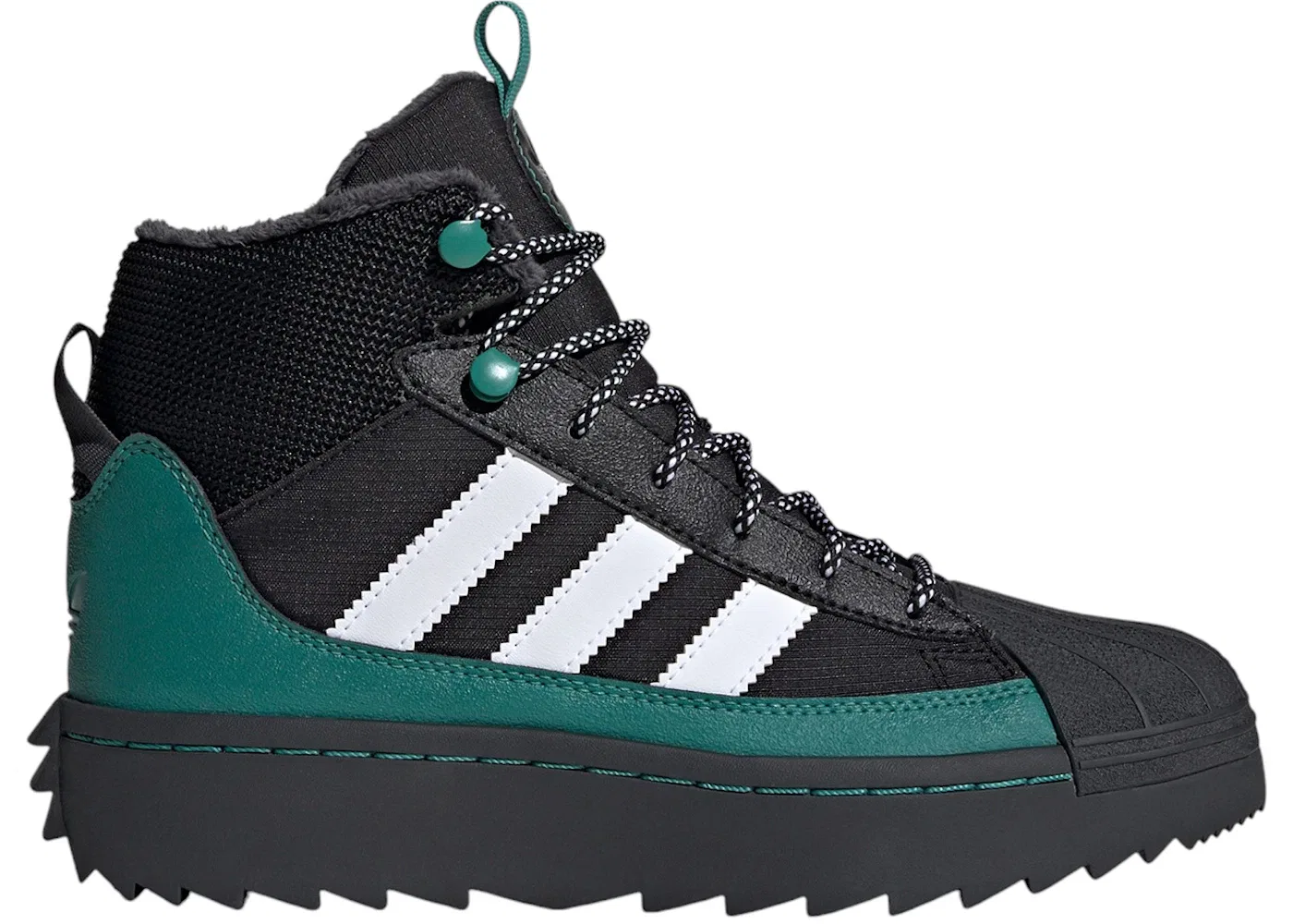 Детские кроссовки Lifestyle с зимним верхом Adidas Superstar Winter Trek, Core Black Cloud White Active Green