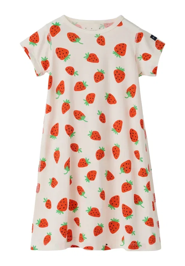 Ночная рубашка с коротким рукавом Strawberry sleep dress Polarn O. Pyret, Egret, цвет egret