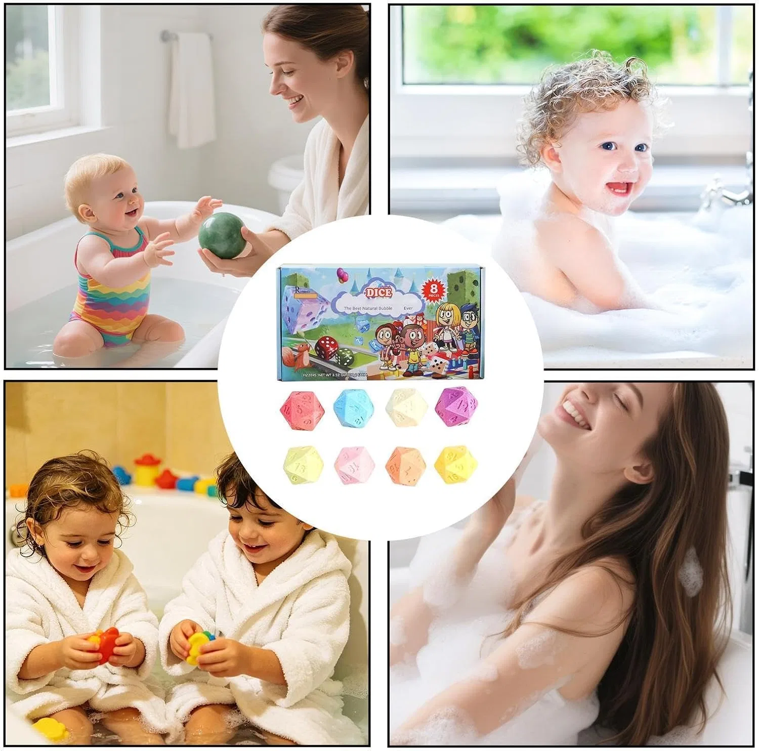Пена для ванны с игральным кубиком, Byuexhp, 8 шт, увлажняющая морская соль — фото 4