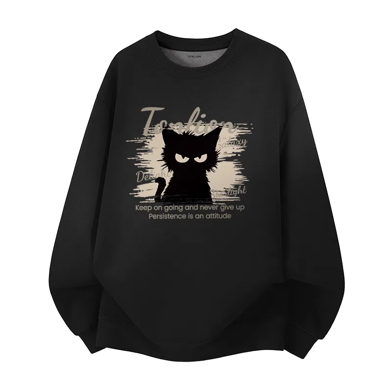 Детский свитшот утепленный на флисе Tonlion, Title: (Thickened Lambswool)Light Beige (Tb Cold-Eyed Cat) — фото 4