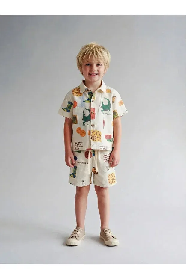 Детский комплект для девочек с принтом Just vibing unisex set Poalakıds, Multicolored — фото 2