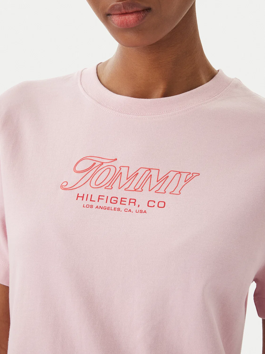 Женская футболка стандартного кроя Logo Interlock Tommy Hilfiger, светло-розовый — фото 4