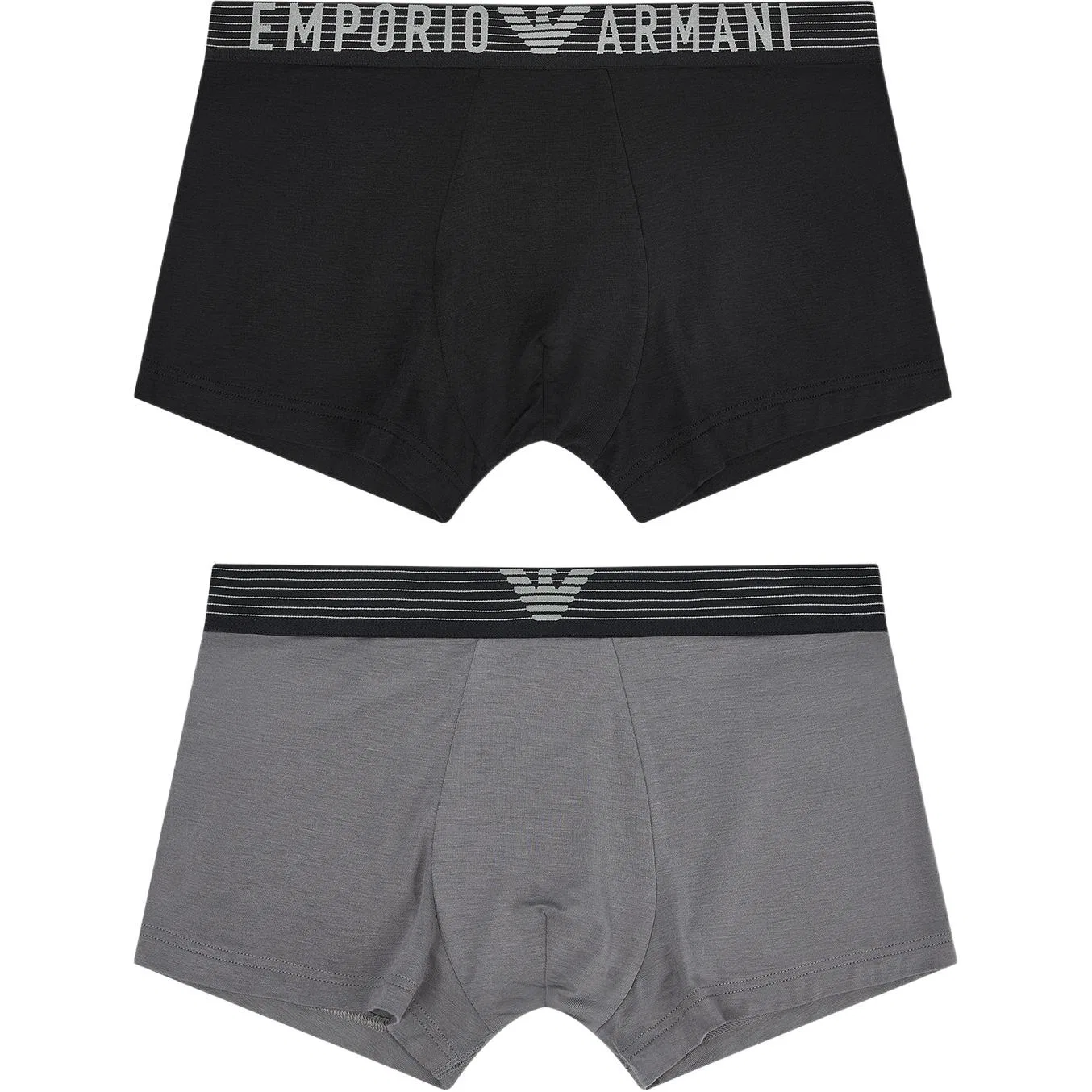 Мужские боксеры с принтом, 2 шт, EMPORIO ARMANI, Black/Gray