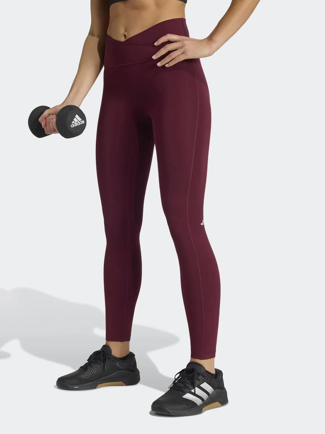 Леггинсы 7/8 с перекрестным поясом adidas Purple 3-Stripes Studio All Me adidas, фиолетовый