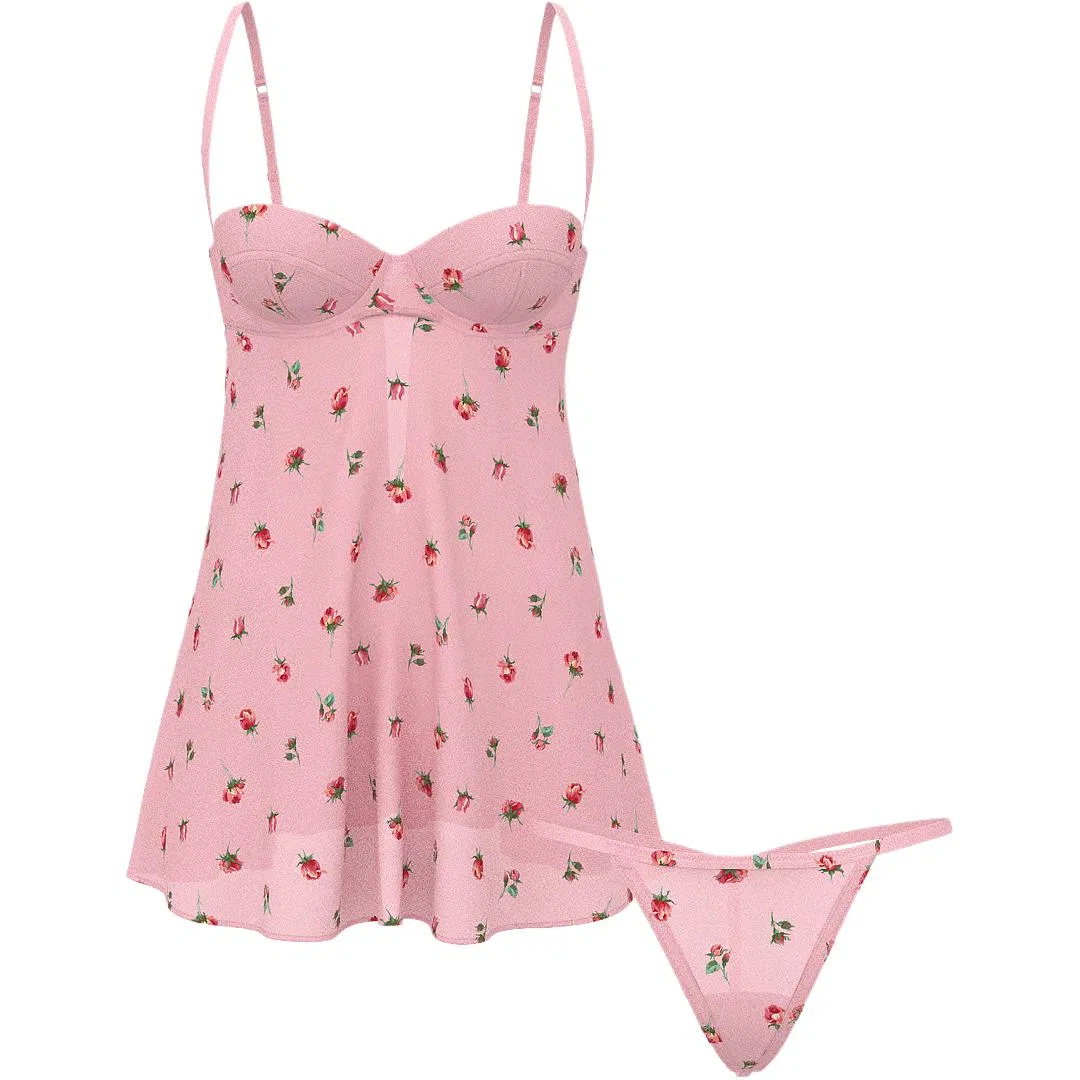 Женский пижамный комплект с принтом Victoria's Secret, Petal Pink Floral