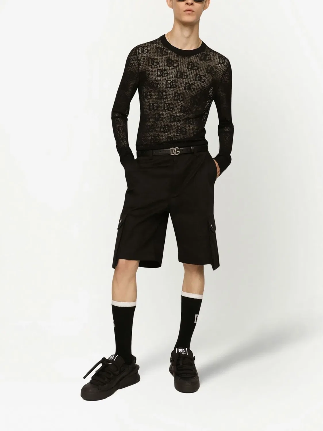 Бермуды до колен из коттона Dolce & Gabbana, черный — фото 3