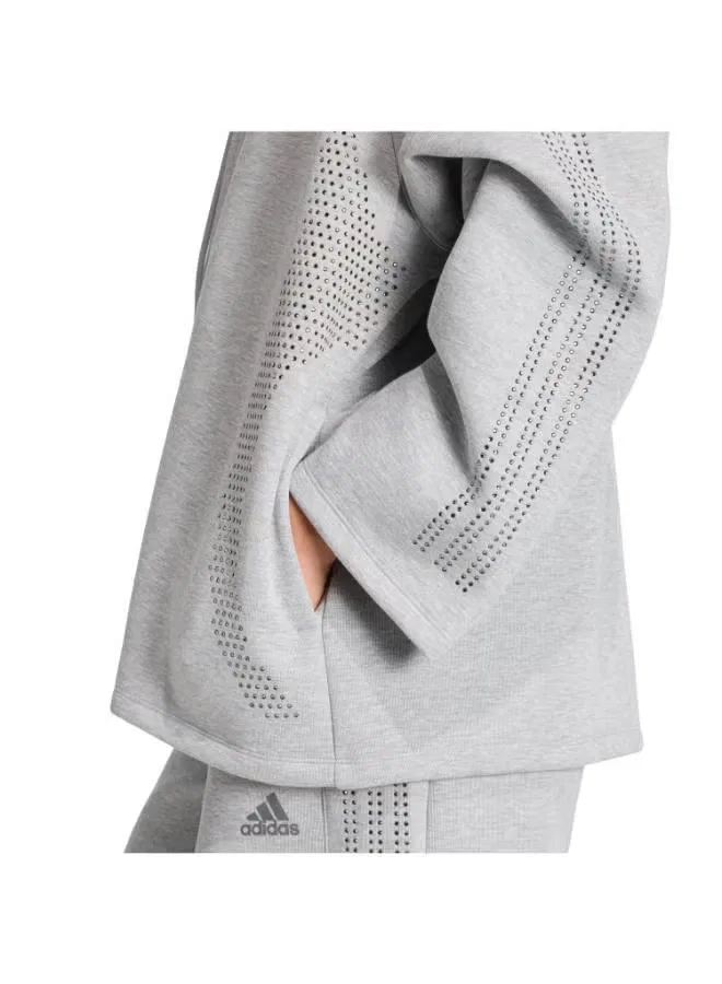 Свитшот с прозрачными вставками Teamgeist Adidas Originals, серый — фото 4