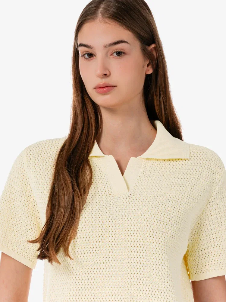 Свитер-поло женский LACOSTE Ivory, вязаный, с ажурной вязкой — фото 3