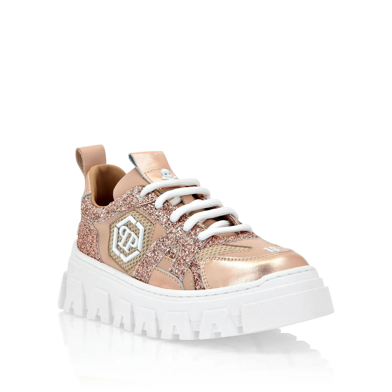 Детские кроссовки с шестиугольным эмблемой PHILIPP PLEIN, Rose/Pink
