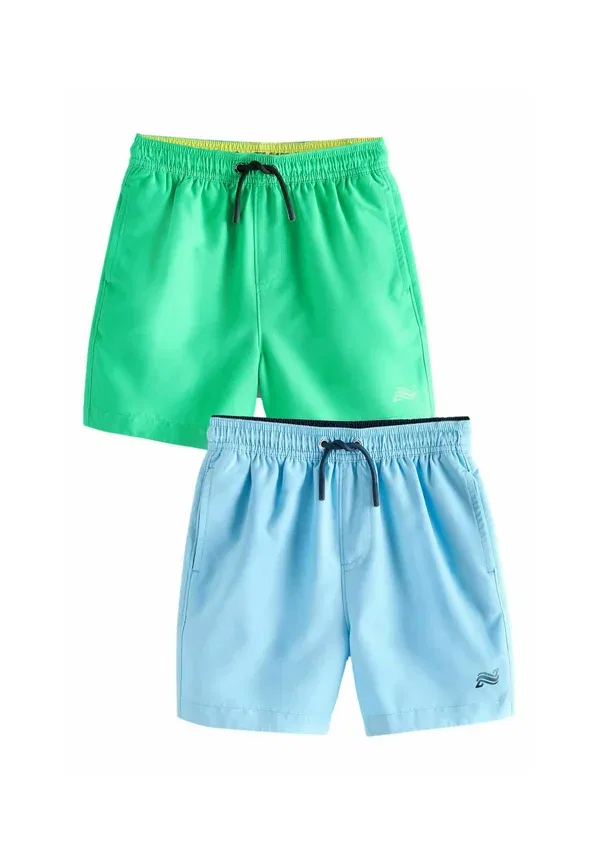 Плавки 2 шт, Regular fit, Swim shorts, Next, синий/зеленый