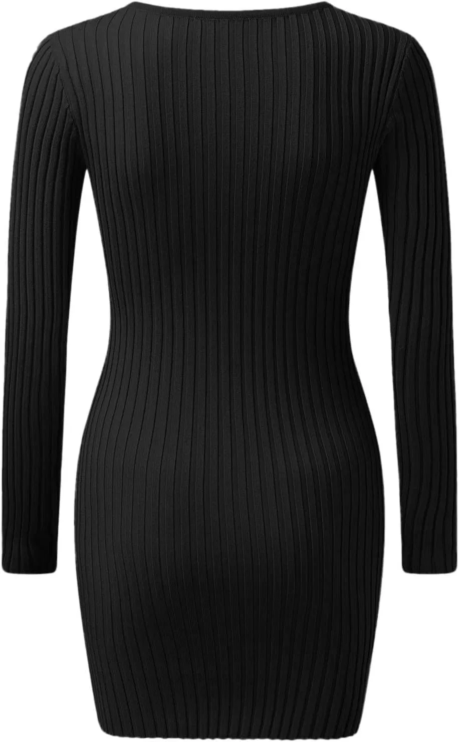 Женское облегающее платье с V-образным вырезом Ziguaomi, Black — фото 4