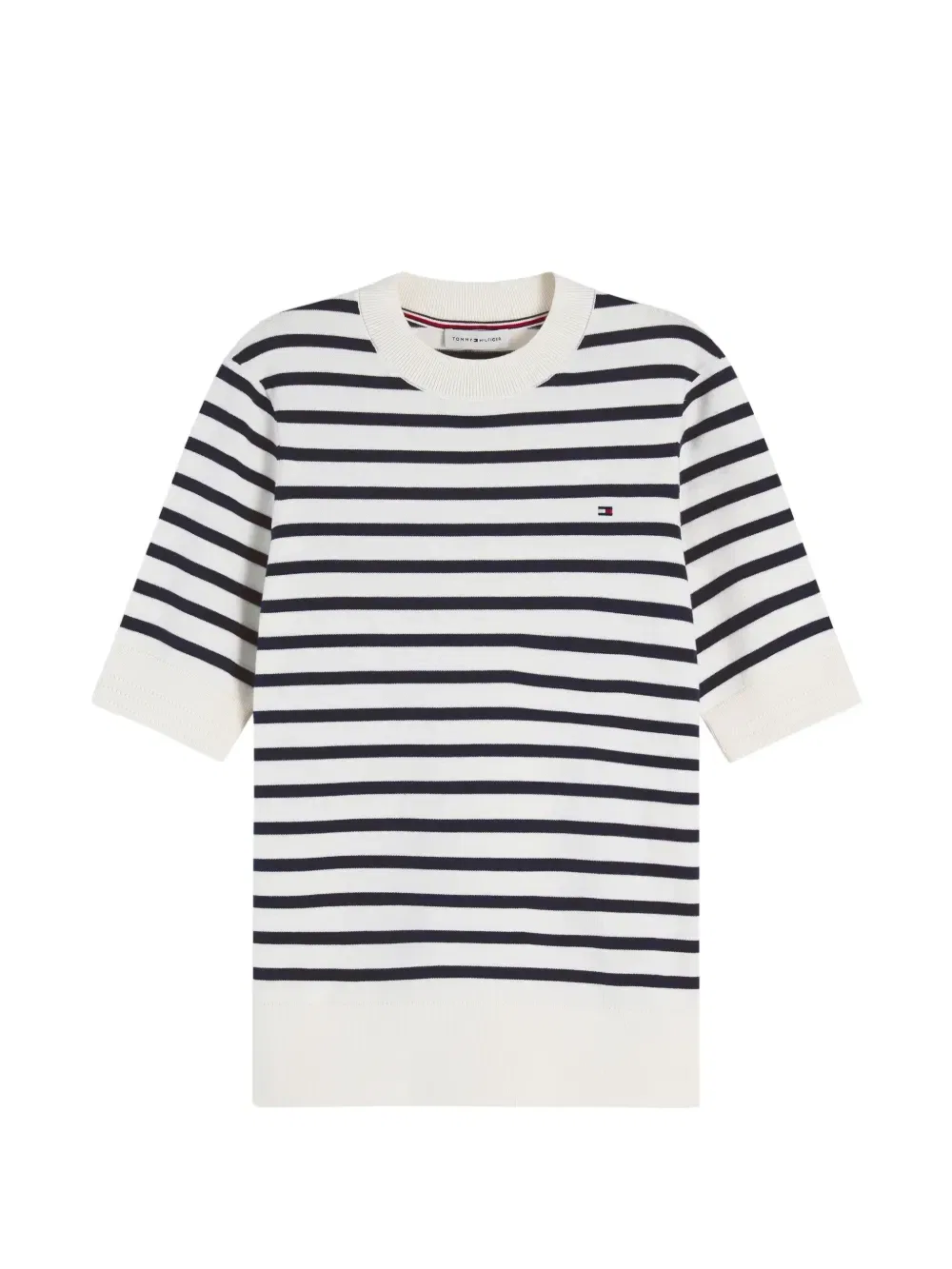 Джемпер в горизонтальную полоску с короткими рукавами Tommy Hilfiger, белый