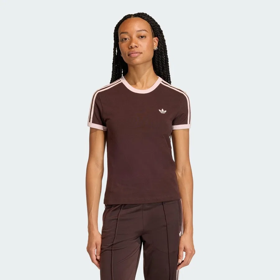 Футболка с принтом 3 Stripes Slim Tee adidas, Бело-черный