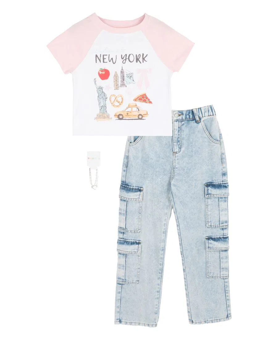 Детский комплект для девочек с длинным рукавом Tween Diva, Light Pink/Blue/White — фото 4