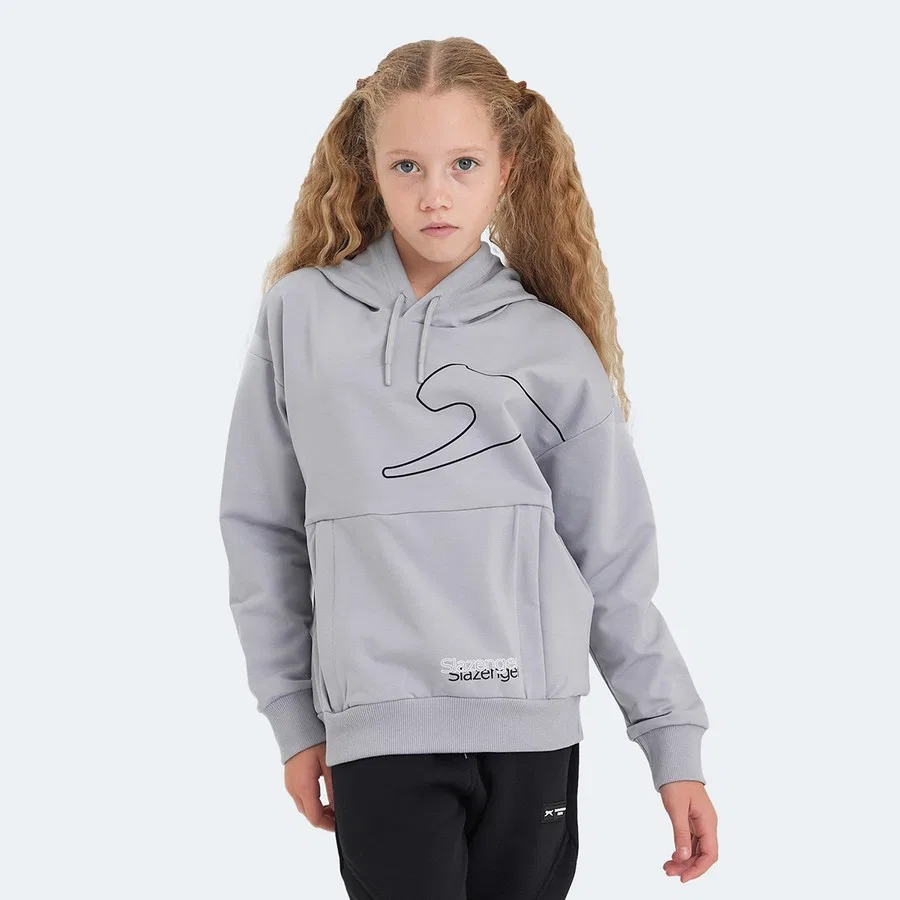 Детский свитшот с капюшоном и карманом Slazenger Link, Темно-серый